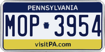 PA license plate MOP3954