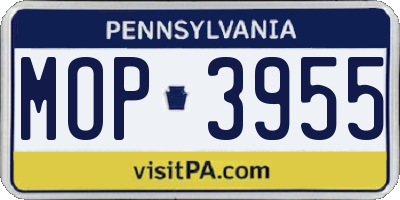 PA license plate MOP3955