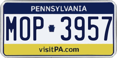 PA license plate MOP3957