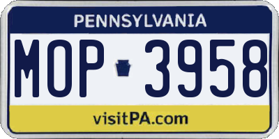 PA license plate MOP3958