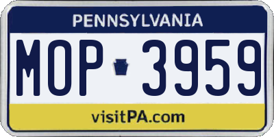 PA license plate MOP3959