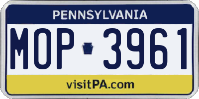 PA license plate MOP3961