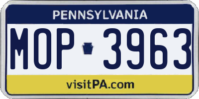PA license plate MOP3963