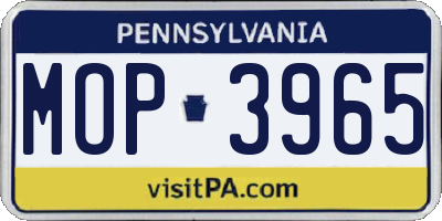 PA license plate MOP3965
