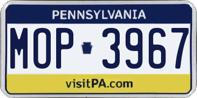 PA license plate MOP3967
