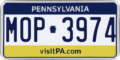 PA license plate MOP3974