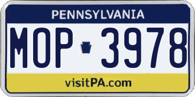 PA license plate MOP3978