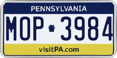 PA license plate MOP3984