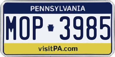 PA license plate MOP3985