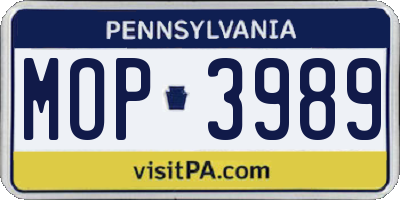 PA license plate MOP3989