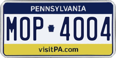 PA license plate MOP4004