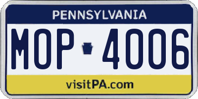 PA license plate MOP4006
