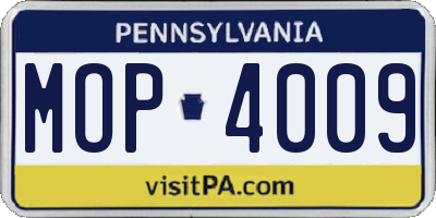 PA license plate MOP4009