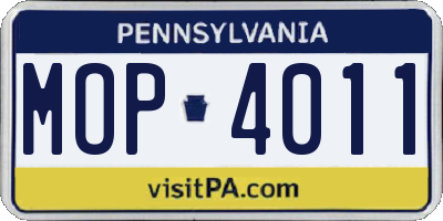 PA license plate MOP4011