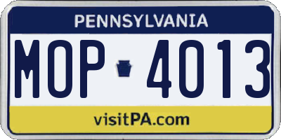 PA license plate MOP4013