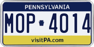 PA license plate MOP4014