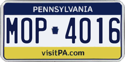 PA license plate MOP4016