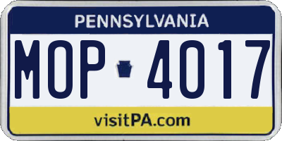 PA license plate MOP4017