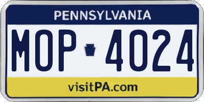 PA license plate MOP4024