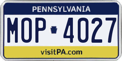 PA license plate MOP4027