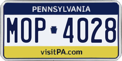 PA license plate MOP4028