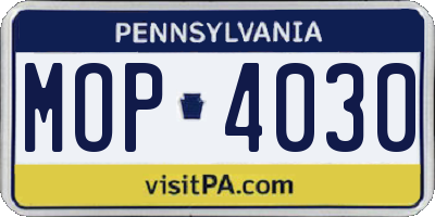 PA license plate MOP4030