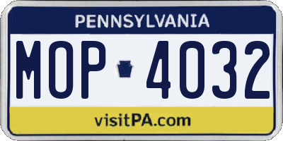 PA license plate MOP4032