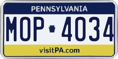 PA license plate MOP4034