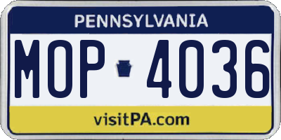 PA license plate MOP4036