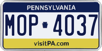 PA license plate MOP4037