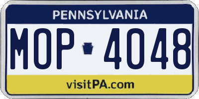 PA license plate MOP4048