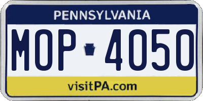 PA license plate MOP4050