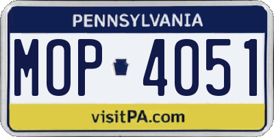 PA license plate MOP4051