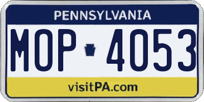 PA license plate MOP4053