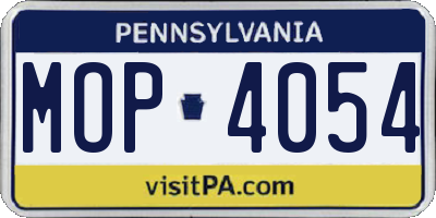 PA license plate MOP4054