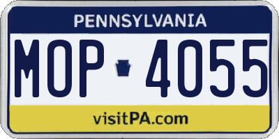 PA license plate MOP4055