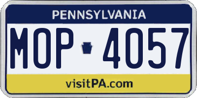 PA license plate MOP4057