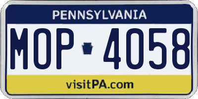 PA license plate MOP4058