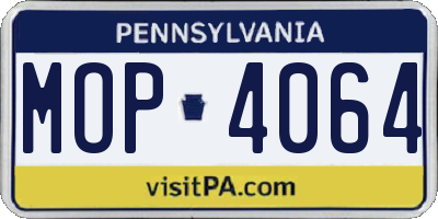 PA license plate MOP4064