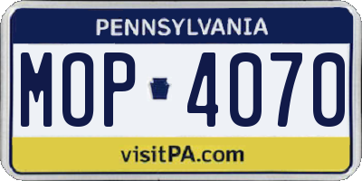 PA license plate MOP4070