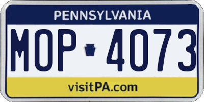 PA license plate MOP4073