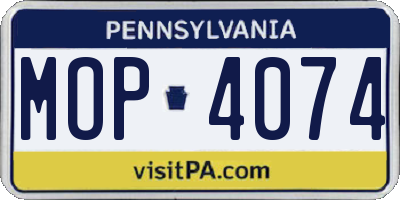 PA license plate MOP4074