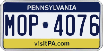 PA license plate MOP4076