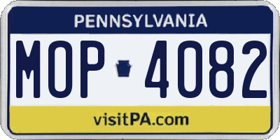 PA license plate MOP4082