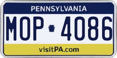 PA license plate MOP4086