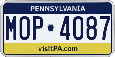 PA license plate MOP4087