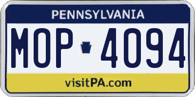 PA license plate MOP4094