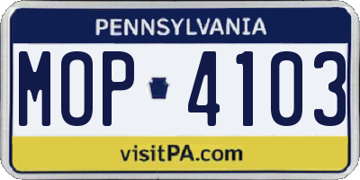 PA license plate MOP4103
