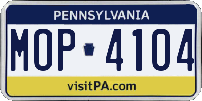 PA license plate MOP4104