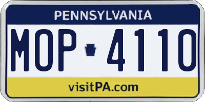 PA license plate MOP4110